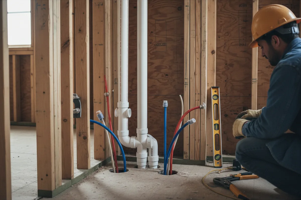 Drain and supply rough-in during Leak Detection in Rock City