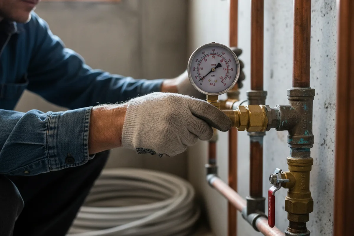 Pressure testing a repaired line during Water Line Repair in Rock City